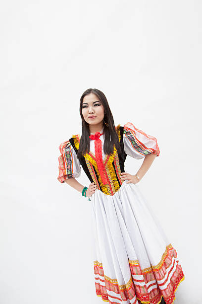 istock Woman with hands on hips in traditional clothing, studio shot 459927749