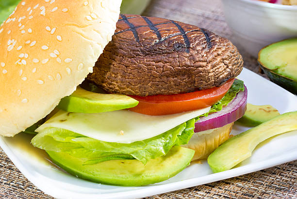 A grilled portabella mushroom burger