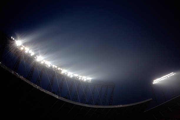 istock Stadium floodlights at night time, Beijing, China 459929265