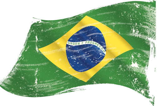 A brazilian flag in the wind with a texture.