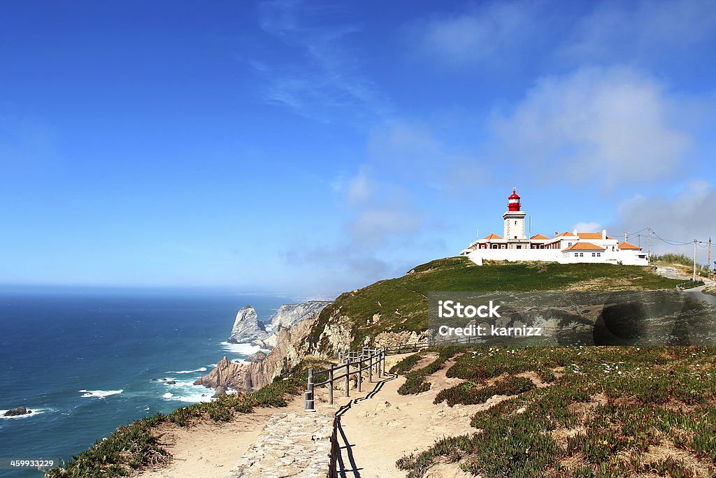 Lighthouse at Cabo da Roca, Portugal Lighthouse at Cape Roca (Cabo da Roca) - the westernmost point of continental Europe, Portugal Atlantic Ocean Stock Photo