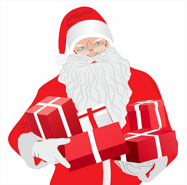 Santa Claus with gifts Santa Claus with gifts - Illustration lieke klaus stock illustrations