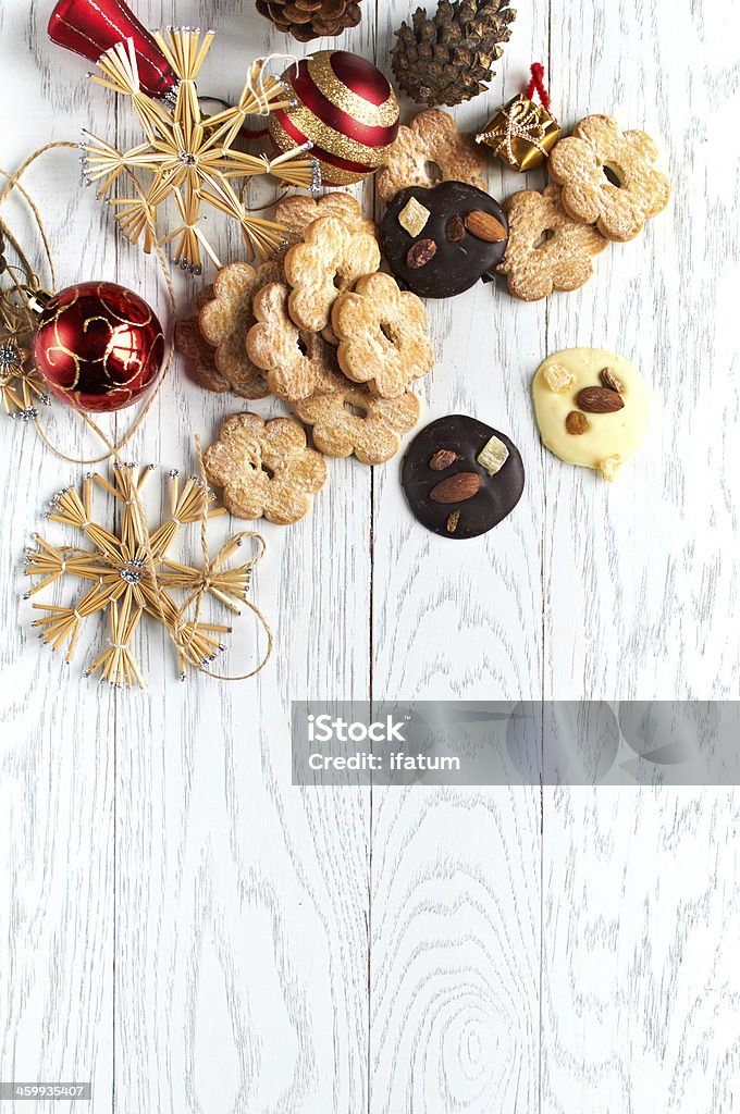 Cookie with christmas decoration on the wooden table Cookie with christmas decoration Art And Craft Stock Photo
