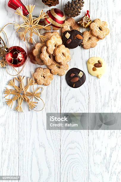 Cookie With Christmas Decoration On The Wooden Table Stock Photo - Download Image Now