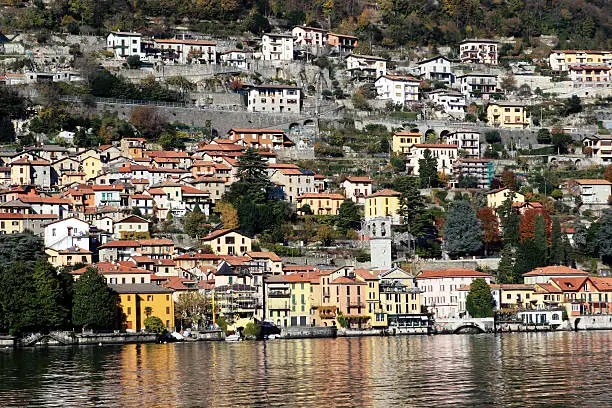 A view of the colorful town by the Lake Como