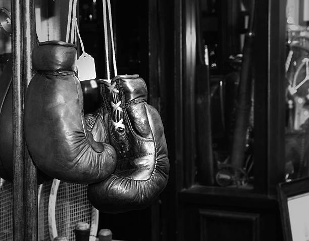 Gloves boxer vintage. Gloves boxer vintage in Portobello Road.  boxing sport stock pictures, royalty-free photos & images