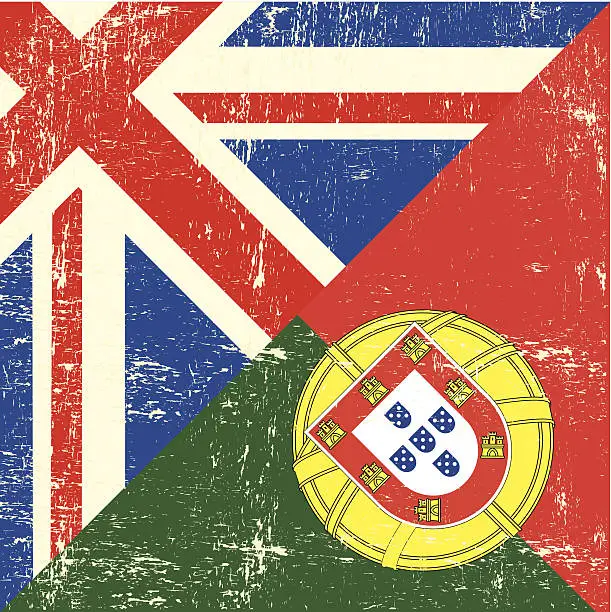 Vector illustration of british and portuguese grunge flag