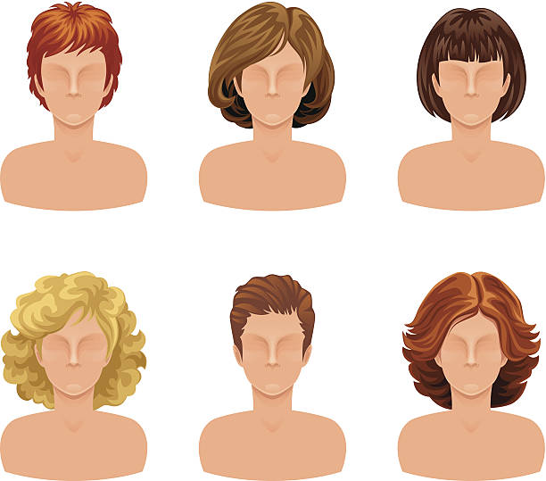 coiffure セット - white background human face female head and shoulders点のイラスト素材／クリップアート素材／マンガ素材／アイコン素材