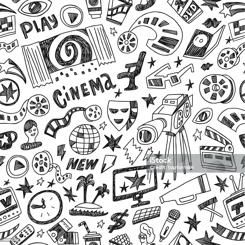 Cinema - seamless vector background Cinema - seamless vector background with icons in sketch style Doodle stock vector