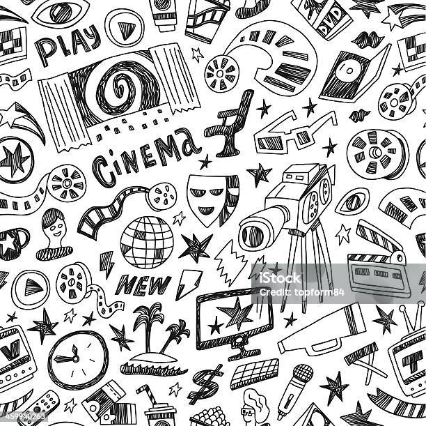 Cinema Seamless Vector Background Stock Illustration - Download Image Now - Doodle, Movie, Film Industry