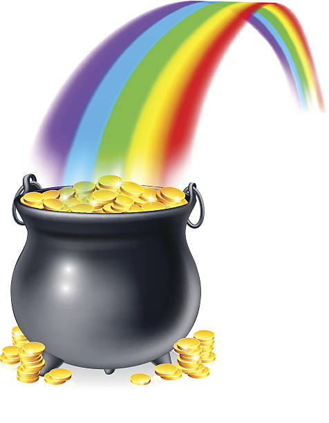 ilustrações de stock, clip art, desenhos animados e ícones de pote de ouro final do arco-íris - end of the rainbow