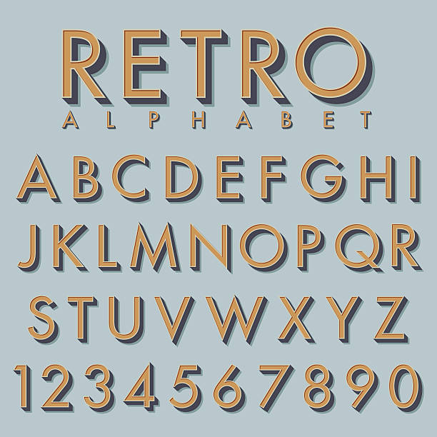 ilustrações, clipart, desenhos animados e ícones de retrô vector alfabeto - three dimensional shape alphabetical order alphabet text