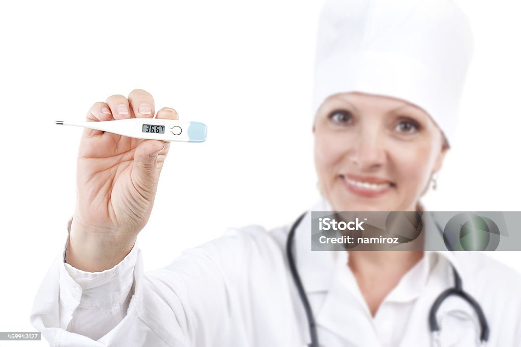 Feminino médico com Estetoscópio e Termômetro - Foto de stock de Acidentes e desastres royalty-free