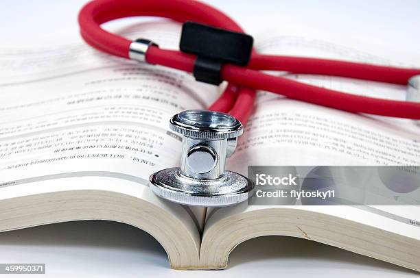 Closeup Image Of Stethoscope And Opened Book Stock Photo - Download Image Now - Accidents and Disasters, Backgrounds, Book