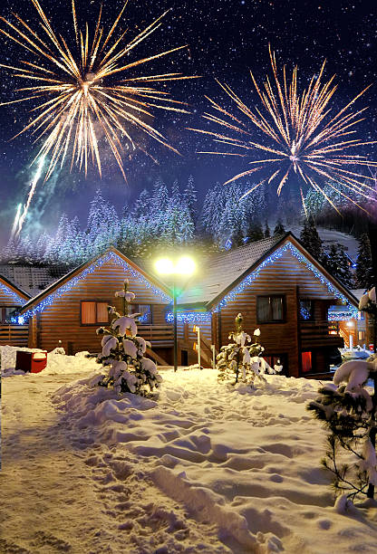 istock Decorated house with christmas lights 459952575