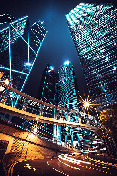 istock Hong Kong at night with highrise buildings 459954389