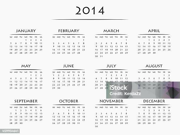 Black And White Calendar For 2014 Stock Photo - Download Image Now - 2014, April, August