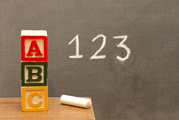 formazione di base - alphabetical order alphabet abc chalk foto e immagini stock