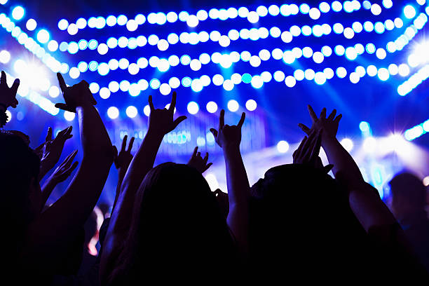 istock Audience watching a rock show, hands in the air 459958163