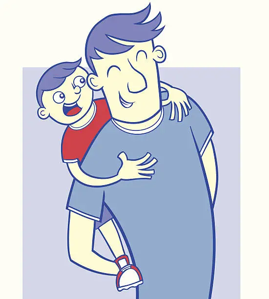 Vector illustration of Father Son Piggy Back Ride