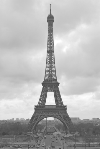 black and white picture of Eiffel tower,Paris.