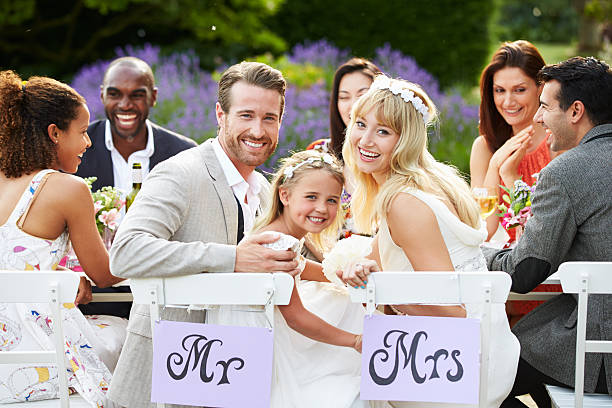 新郎新婦とブライドメイドのウェディングレセプション - wedding reception wedding party bridesmaid ストックフォトと画像