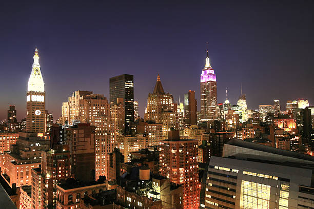 istock Manhattan Skyline at night with Empire State Building, New York. 459965999