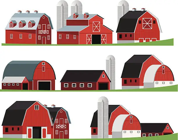 Vector illustration of Red Barn