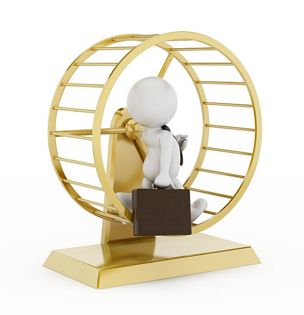 istock Businessman running in a hamster wheel 459967633