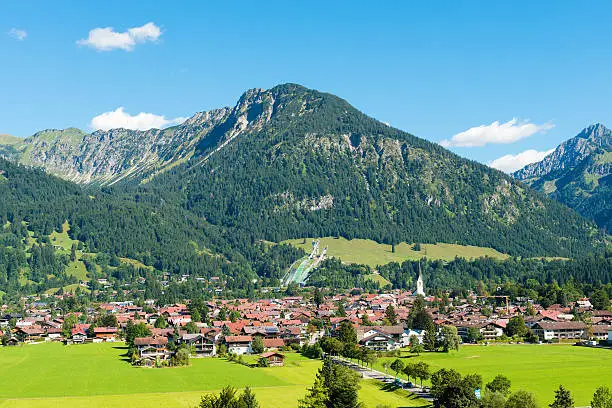 Famous sport area Oberstdorf in the bavarian alps / Germany