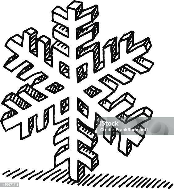 Floco De Neve De Inverno Símbolo De Desenho - Arte vetorial de stock e mais imagens de Floco de Neve - Floco de Neve, Natal, Ampliação