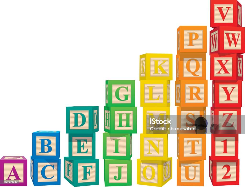 Stacked colorful alphabet blocks Colorful alphabet blocks.  File is organized into layers for easy modification.  Download includes, EPS, JPS and PDF formats. Toy Block stock vector