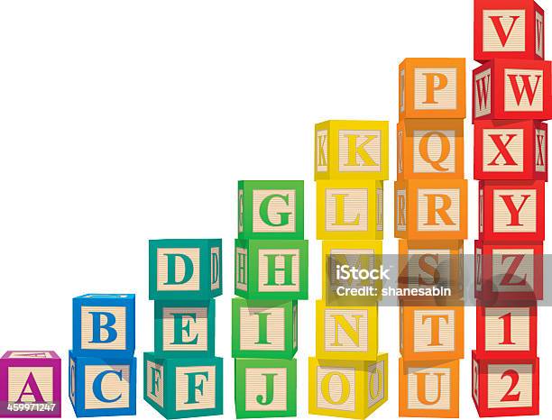 Stacked Colorful Alphabet Blocks Stock Illustration - Download Image Now - Toy Block, Alphabet, Block Shape