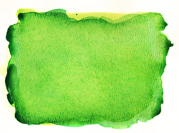 istock Hand painted green watercolor background with white copyspace 459971643