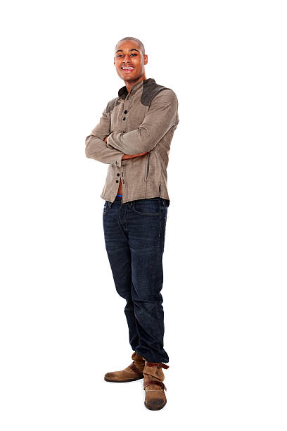 istock Attractive male fashion model posing on white 459972471