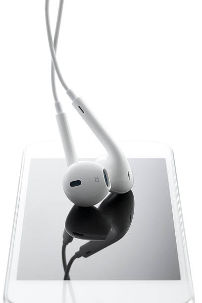istock Earphones on MP3 player 459978173