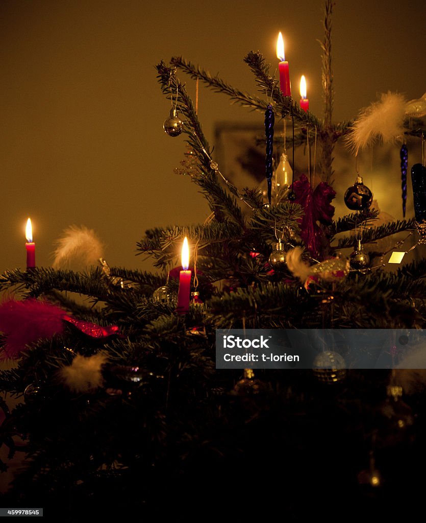 Christmas Tree Christmas Interior. Danish Home. Candle Stock Photo