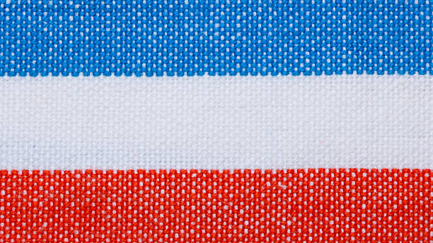 istock Closeup blue red white striped textile as background or texture 459979953