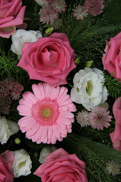 istock Gerberas and roses, pink bridal flowers 459981489