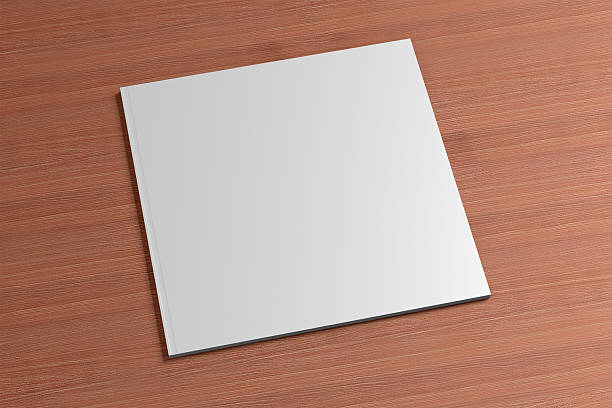 istock Blank square Magazine on the wooden Background 459981583