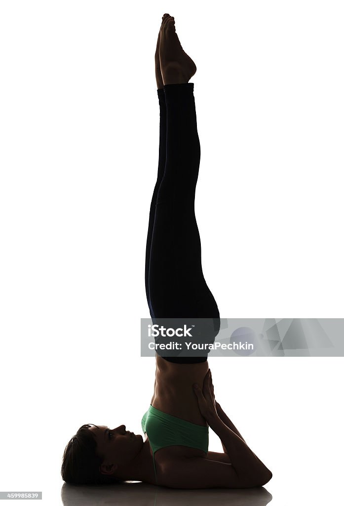 Yoga silhouette Female Silhouettes, Photo on white background Tall - High Stock Photo