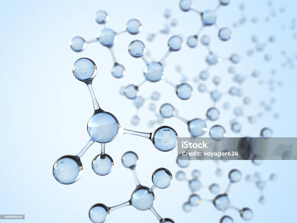 tetrahedron molecule structure glass white Computer generated image of tetrahedrons floating in the blue-white background. Molecule Stock Photo