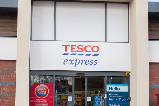 Telford, Great Britain - December 21, 2013: A photo of Tesco Supermarket. Tesco is a British multinational grocery and general merchandise retailer with stores in 14 countries across the world.