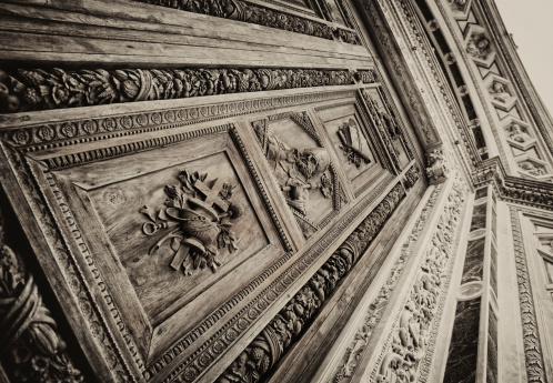 Basilica of Santa Croce in Florence Italy door detail