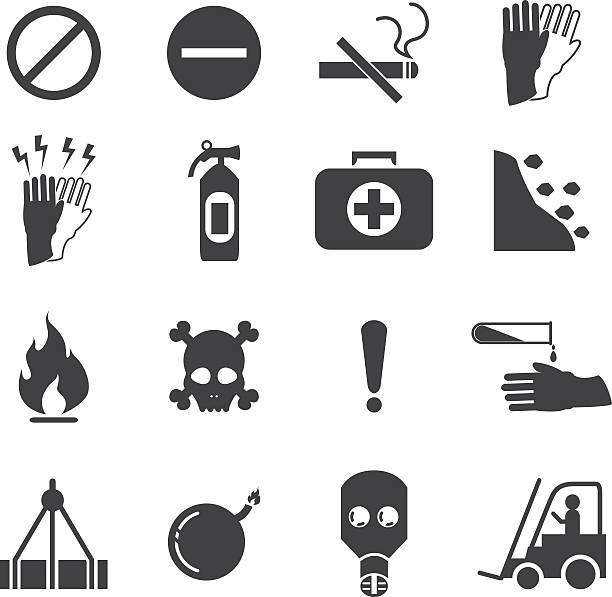 настораживающие признаки иконок-силуэт/eps10 - toxic waste vector biohazard symbol skull and crossbones stock illustrations