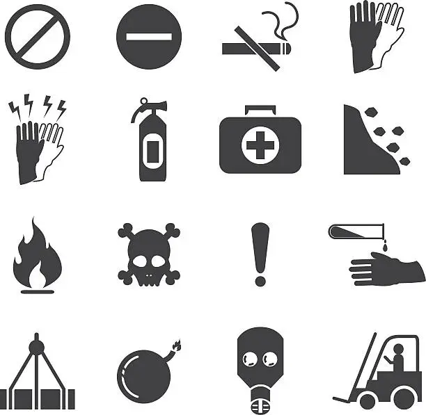Vector illustration of Warning Signs icons - Silhouette| EPS10