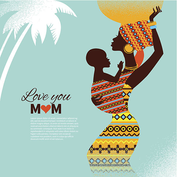 ilustrações de stock, clip art, desenhos animados e ícones de bela silhueta da mãe e do bebê - - africana gravida