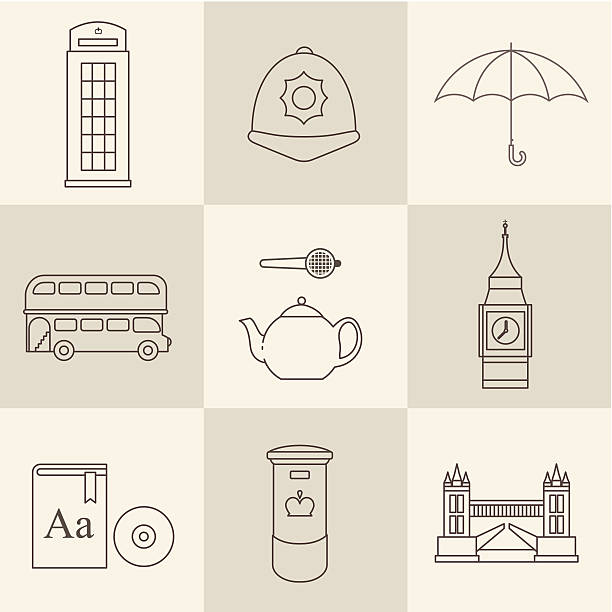 London vintage icons vector art illustration