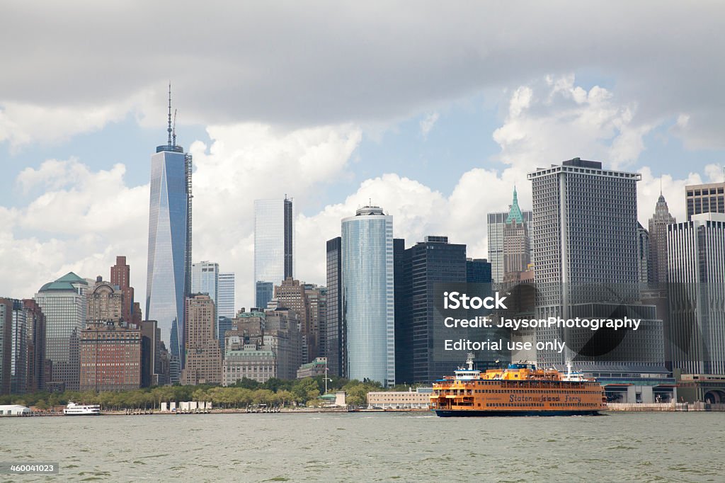 Staten Island Ferry at New York City New York City, USA - July 14, 2013: Staten Island Ferry between Manhattan and Governors Island in  New York City. Staten Island Ferry is a free rides that offers great views of the skyline, and also carries cars. Architecture Stock Photo