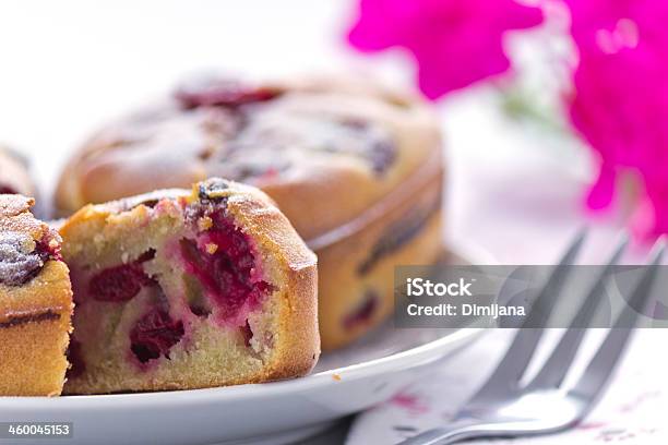Cherry Cake Close Up Stock Photo - Download Image Now - Baked, Bakery, Berry Fruit
